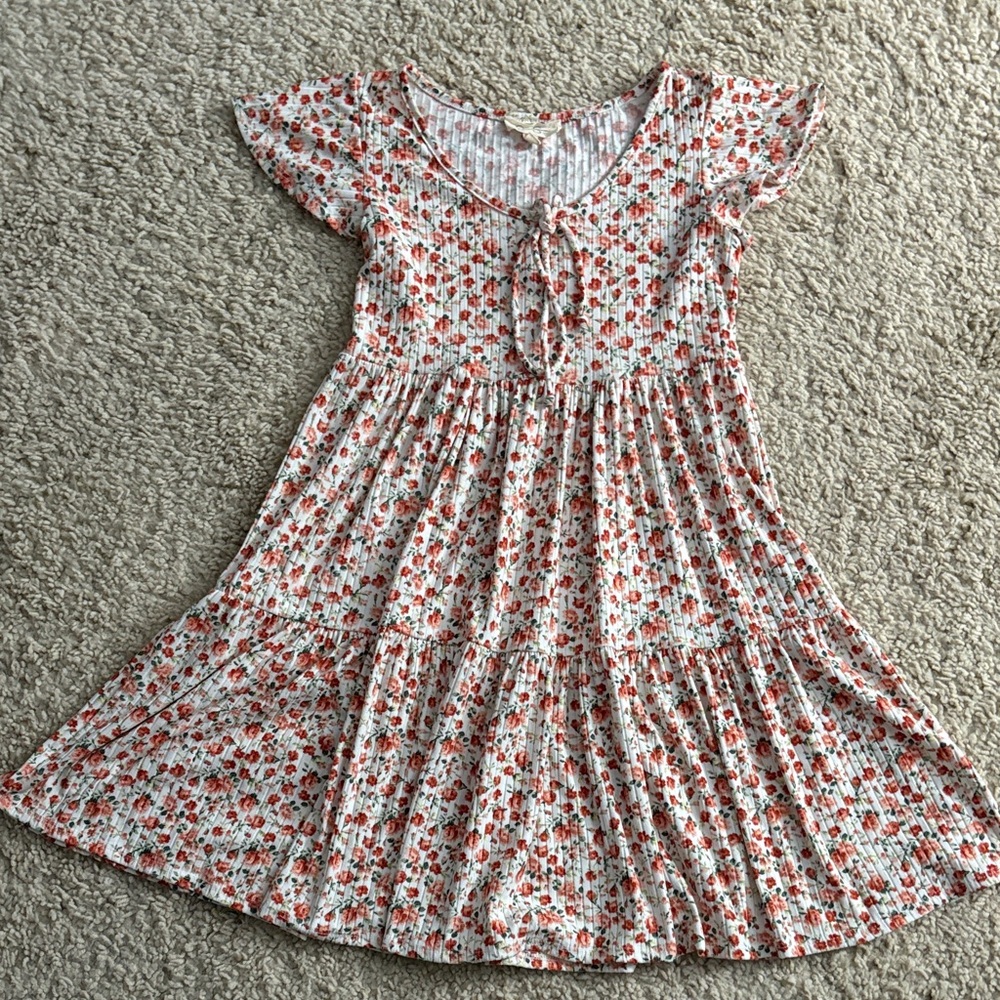Jessica Simpson Red, Pink and White Floral Kids Dress